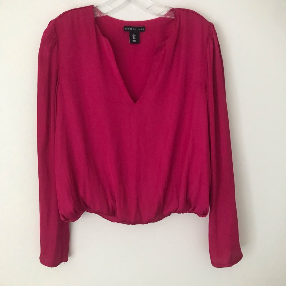 Like New! Sincerely Jules Chic Red Long-Sleeve Blouse – Size L